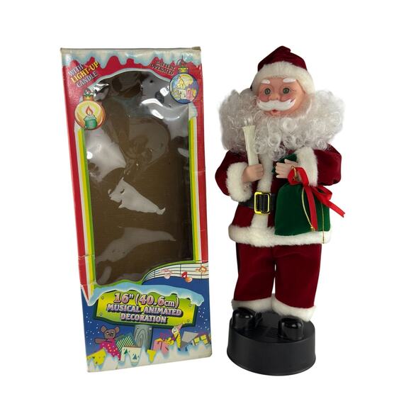 Vintage 16” Santa Figure, Candle Lights Up, Christmas Music Plays, Holiday Decor - Picture 7 of 10